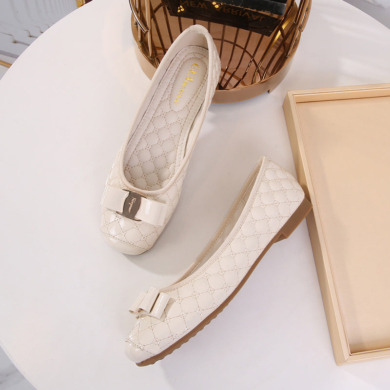 Quilted Slip On Flats Square Toe Loafers