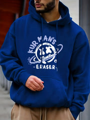 Cartoon Planet Print Hoodie Men's Pullover Hooded Sweatshirt