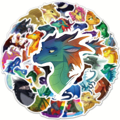 60pcs Fire Wing Dragon Anime Phone Case Stickers Waterproof DIY Decoration