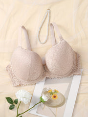 Bra Women's Plus Floral Lace Tassel Molded Cup Full Cover Comfort Bra