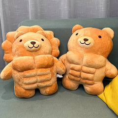 11in Big Muscle Teddy Bear Plush Toy Lion Animal Doll