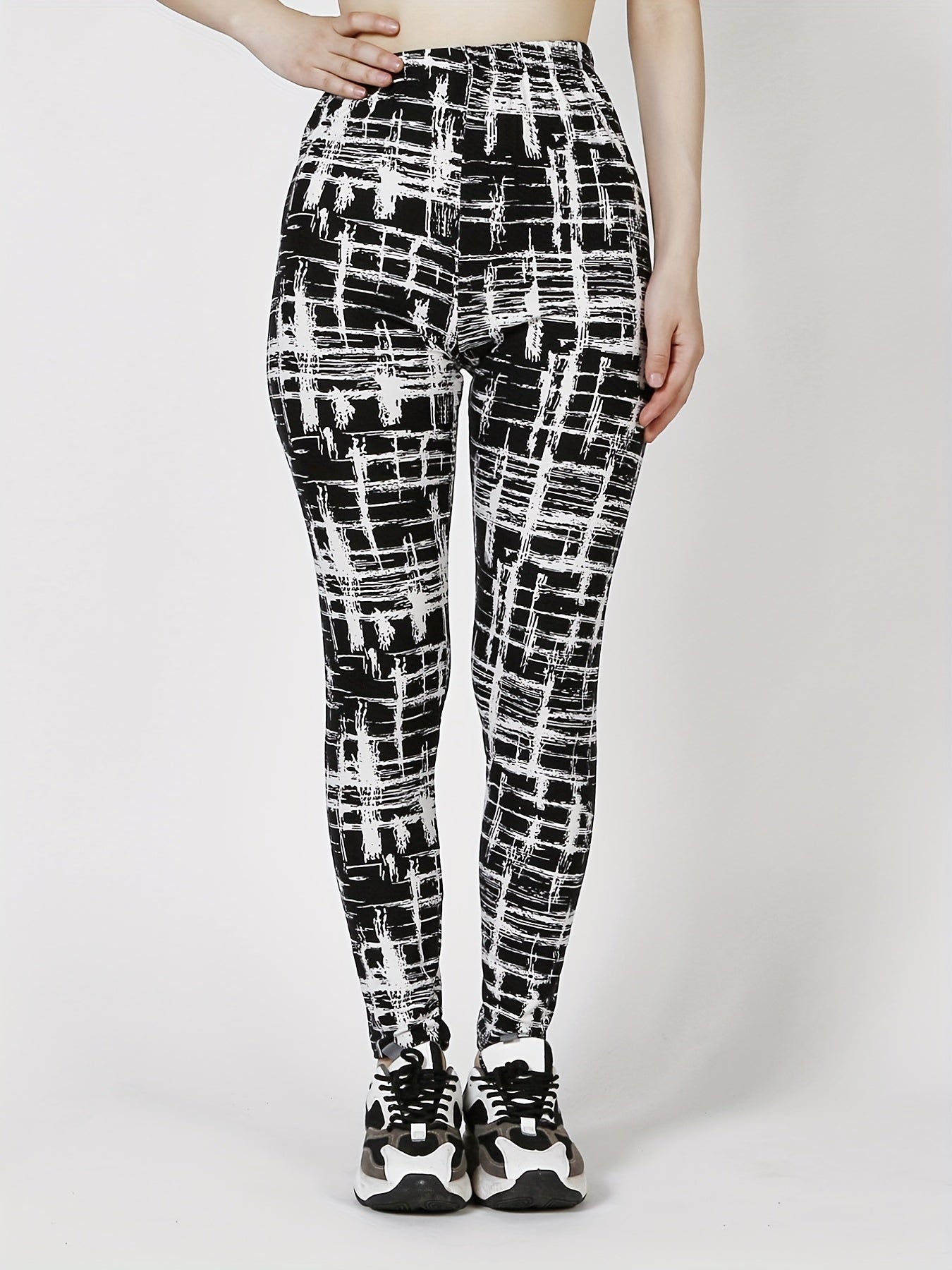 Casual Stretchy Allover Print Skinny Leggings
