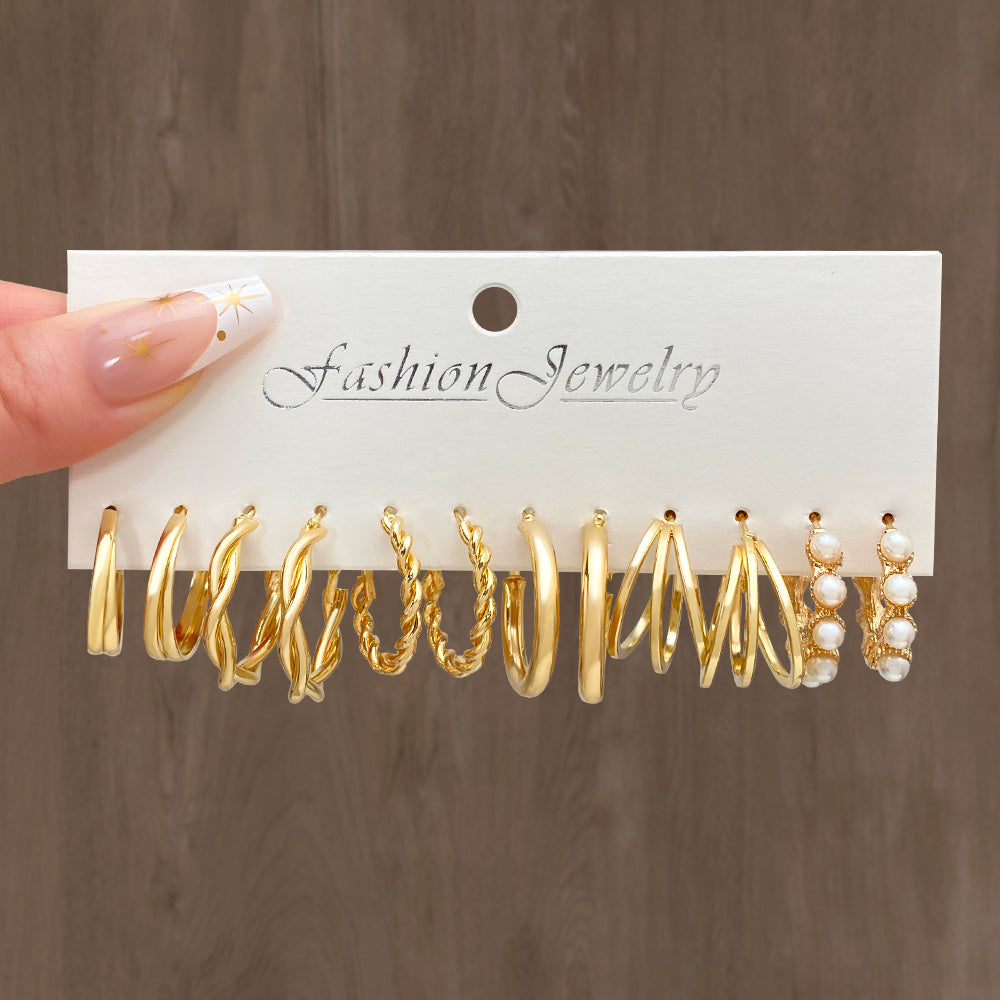 Butterfly Drop Earrings & Faux Pearl Stud Set