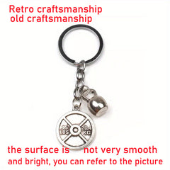 Men's Weight Lifting Keychain Gym Dumbbell Initial Charm Gift