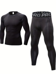 Men's Quick Dry Athletic Tracksuit Long Sleeve Jersey Stretch Leggings