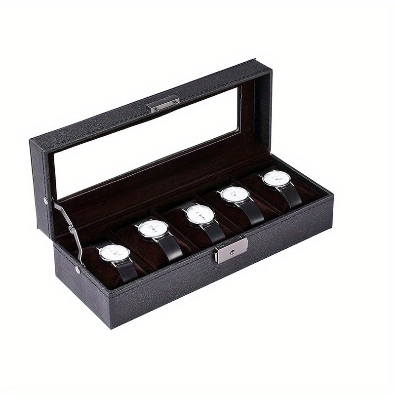 5 slot PU Leather Watch Storage Box 10 slot Watch Box Glass Storage Rack