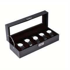 5 slot PU Leather Watch Storage Box 10 slot Watch Box Glass Storage Rack