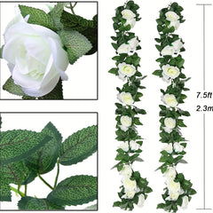 Artificial Roses Flower Garland Home Garden Office Wedding Decor