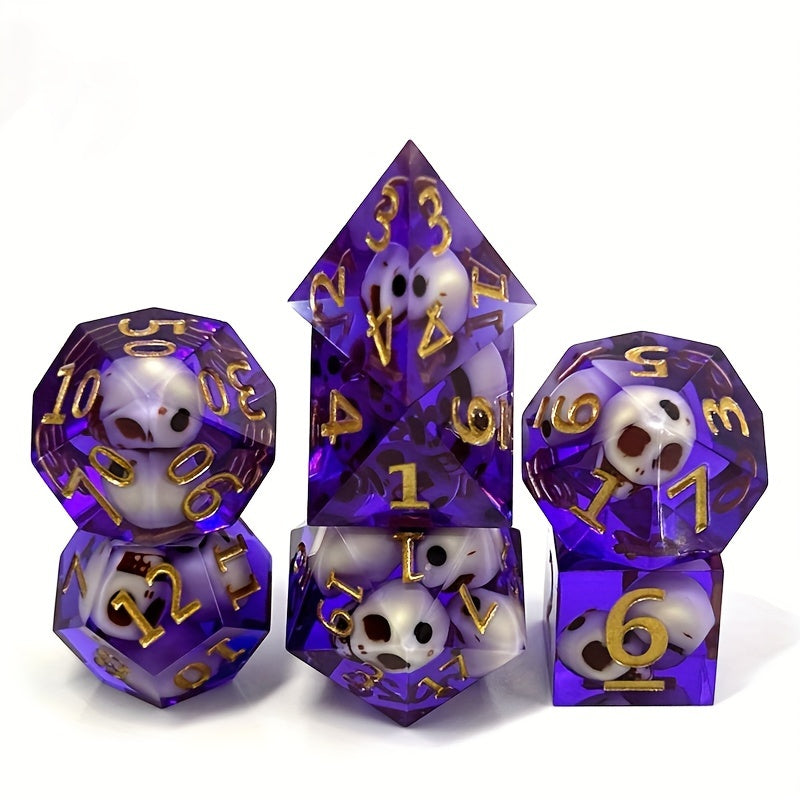 7pcs Resin Skull Polyhedron Dice Set For Board Game