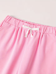 Girls Bow Front High Waisted Jogger Sweatpants with Pocket