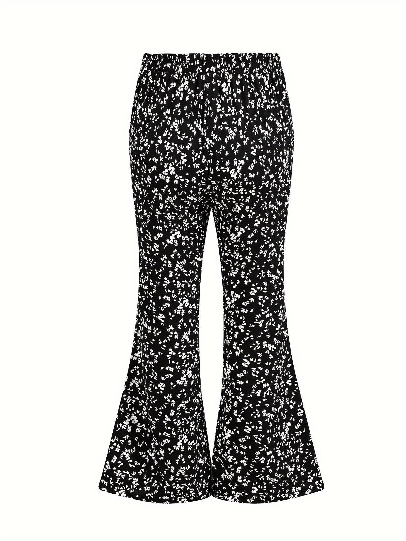  Boho Pants Women's Plus Ditsy Print Wide Leg Medium Stretch