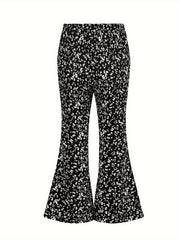  Boho Pants Women's Plus Ditsy Print Wide Leg Medium Stretch