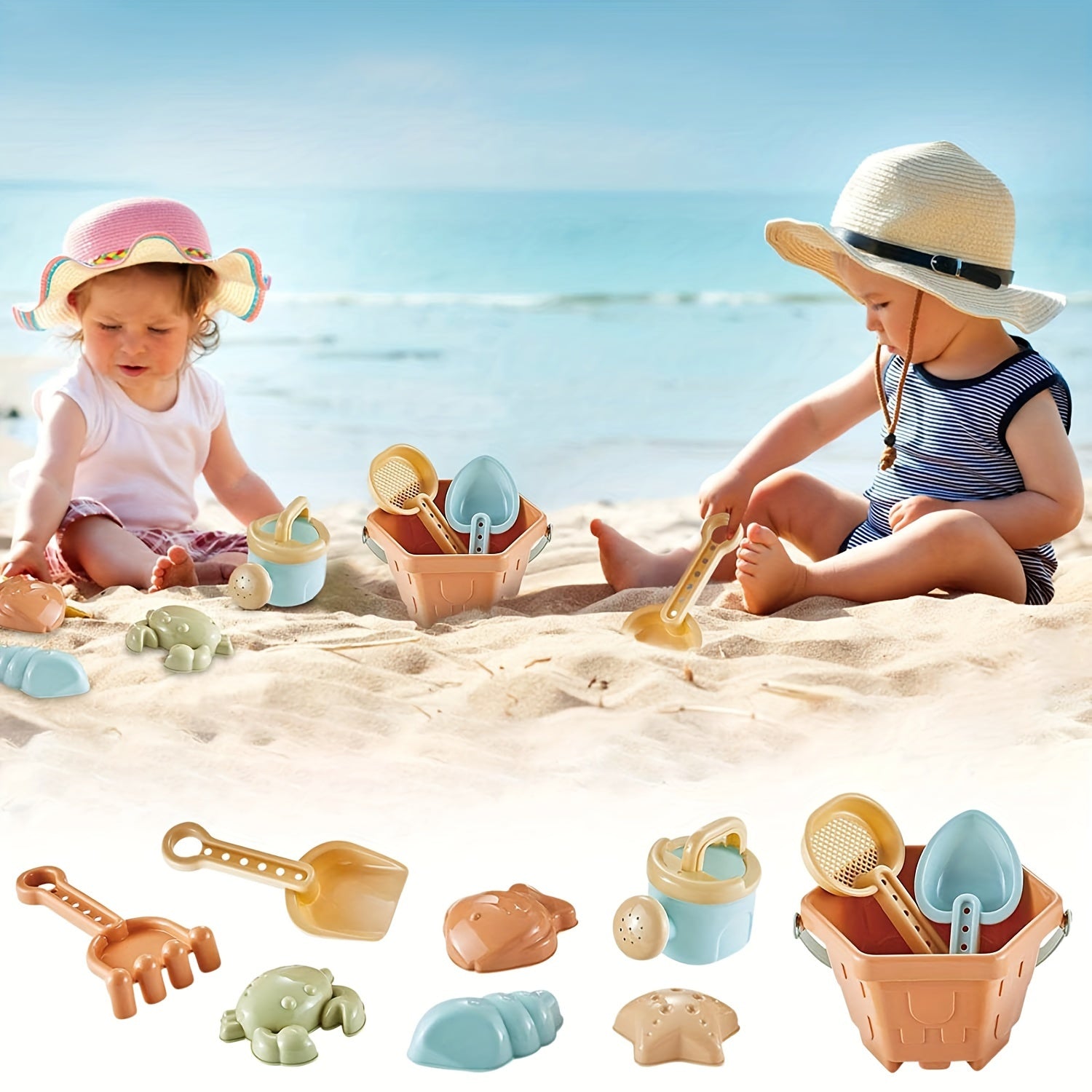 Weiff Beach Sand Toys for Toddlers 10 Piece Set Eco Friendly Plastic