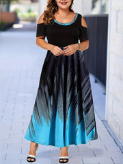  Colorblock Ombre Maxi Dress