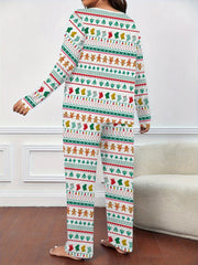  Christmas Casual Pajamas Set Women's Plus Print Tee & Pant
