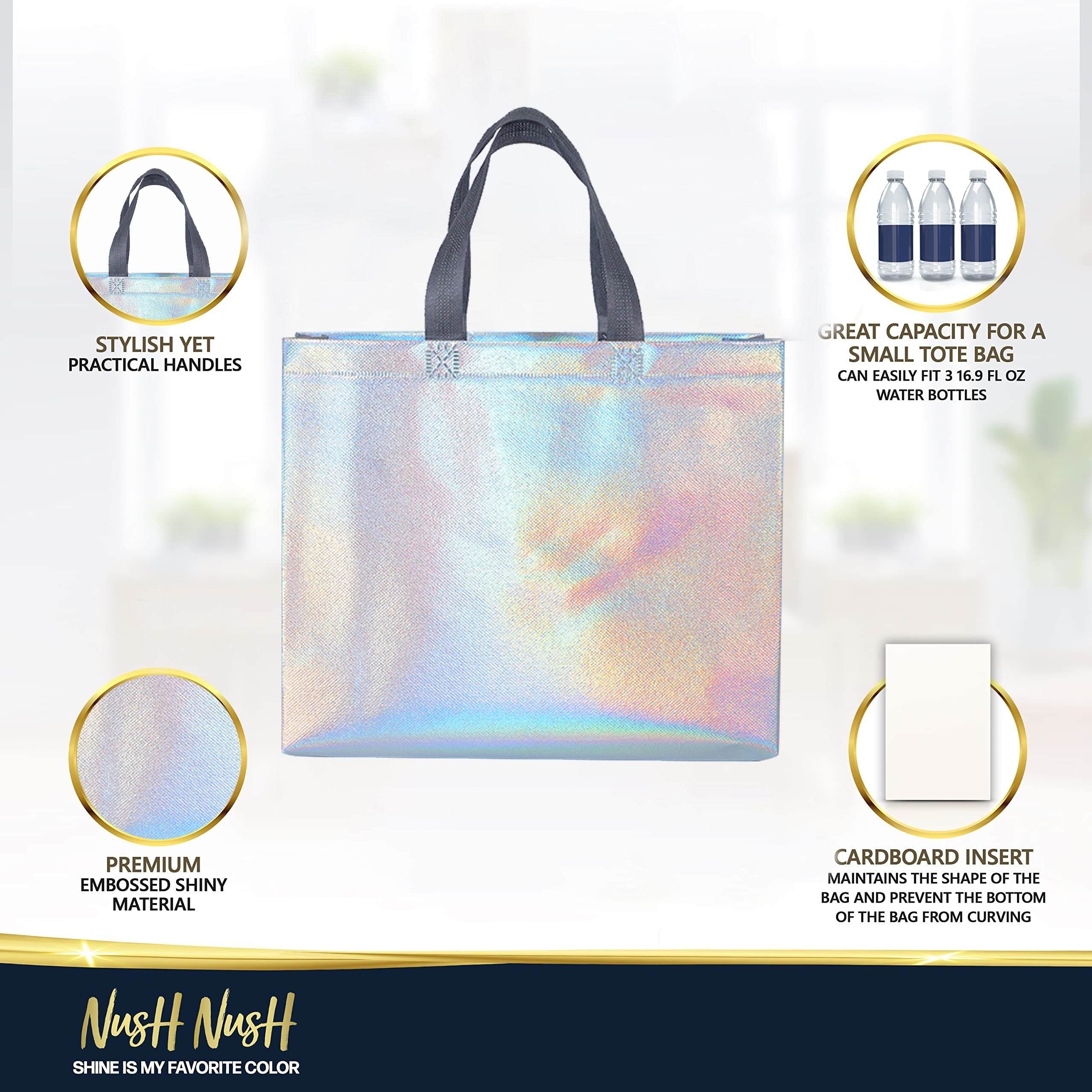 10pcs Reusable Rainbow Iridescent Party Favor Bags