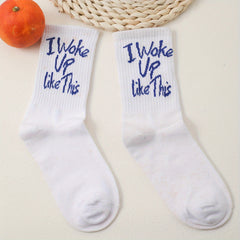 Letter Print Socks Comfy Mid Tube Socks Women's Stockings