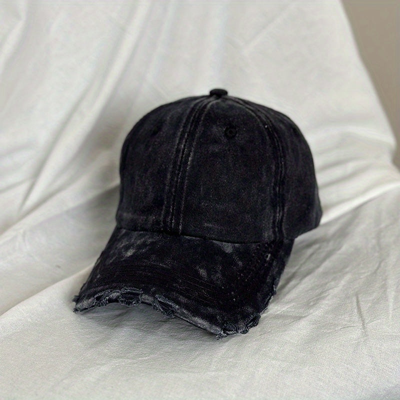 Unisex Breathable Ripped Baseball Cap w/ Letter Embroidery