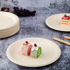 50pcs 15-17" Compostable Bagasse Plates Eco Friendly Biodegradable