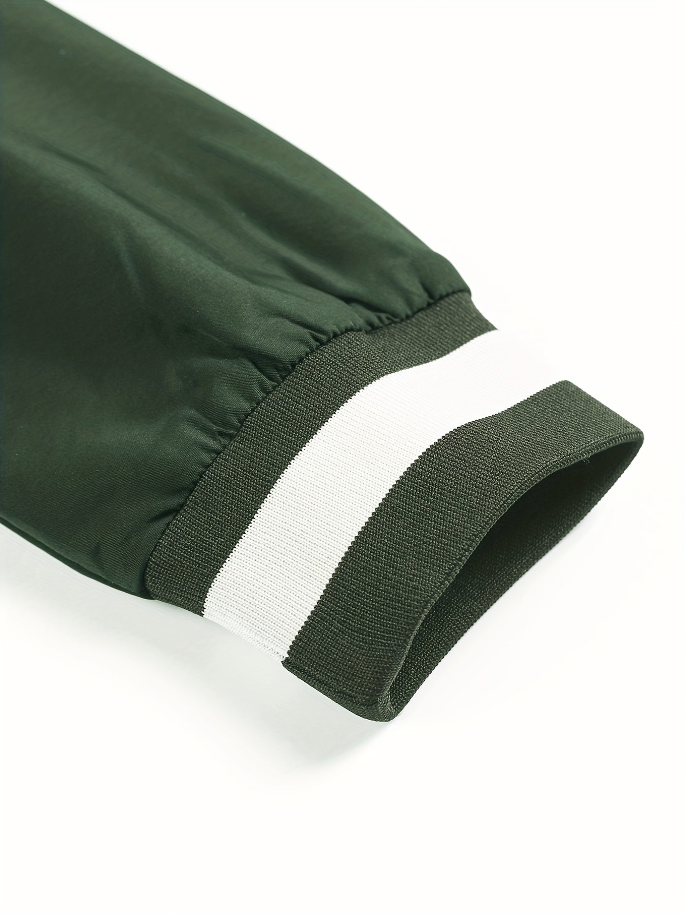 Men's Solid Stand Collar Zip Up Jacket for Spring Fall