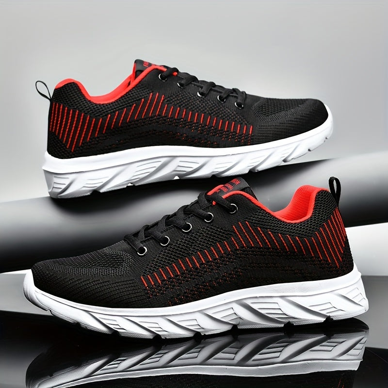 Men's Lace-Up Walking Shoes Breathable Knit Casual Sneakers
