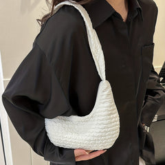 Canvas Crescent Bag With Zipper Shoulder & Handbag