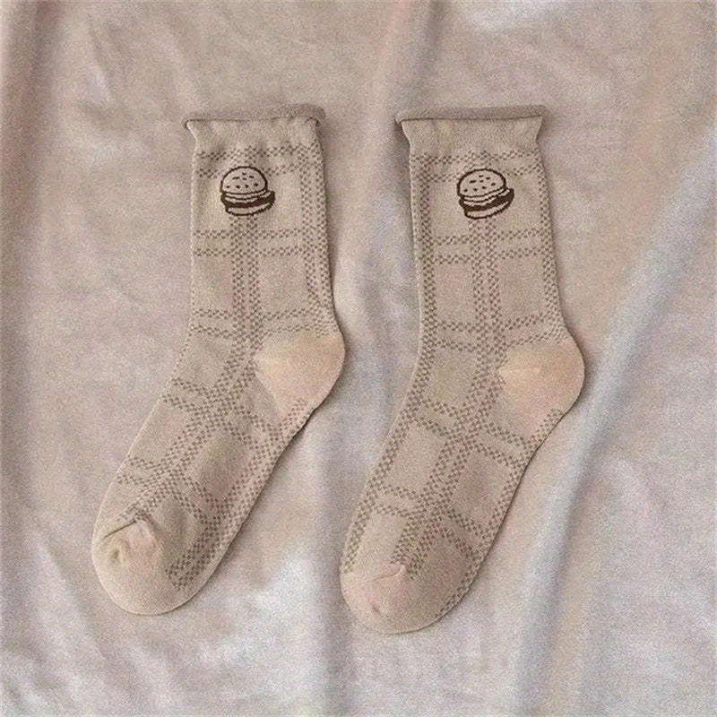Letter & Food Print Socks Women's Stockings
