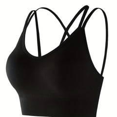 Solid Cami Crop Tops Casual Comfy Spaghetti Strap Top Women's Lingerie