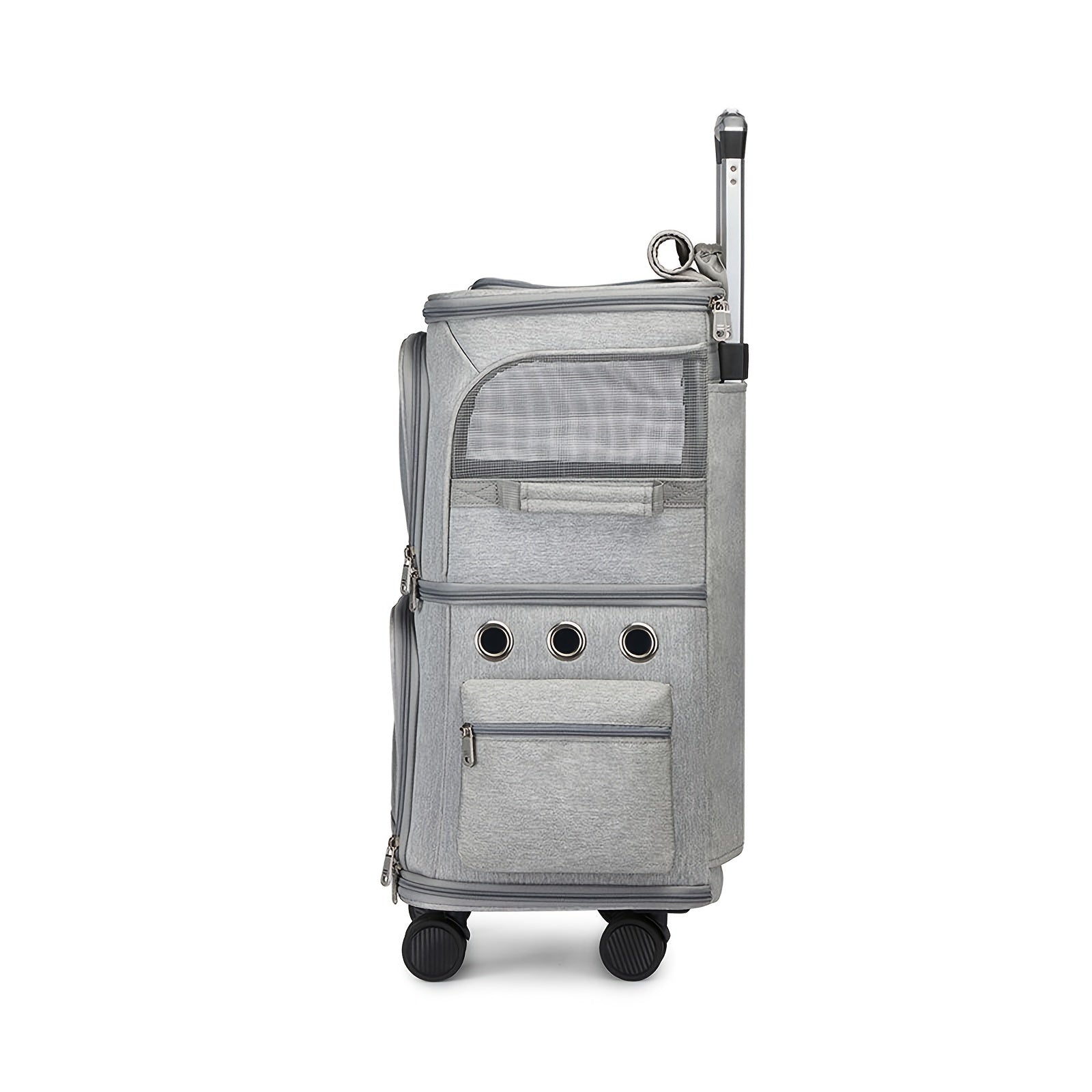 Rolling Pet Carrier For Dogs 2 Compartments & Wheels