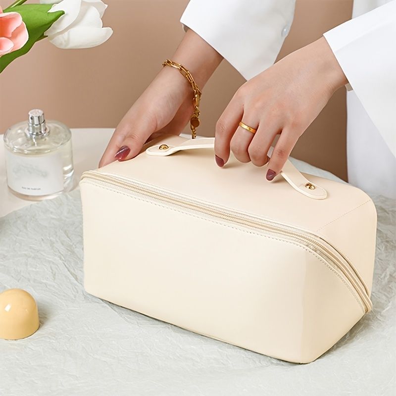 Large Capacity Portable Faux Leather Cosmetic Bag