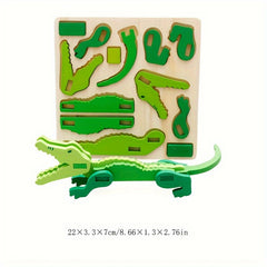 Wooden 3D Animal Jigsaw Puzzle - Educational Building Blocks