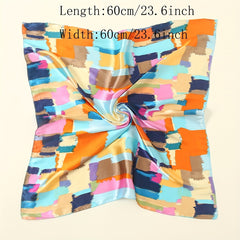 Geometric Tie Dye Silk Head Scarf Satin Wrap Bandana for Sleeping