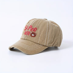 Kids Alphabet Bear Embroidered Baseball Cap for Outdoor Activities