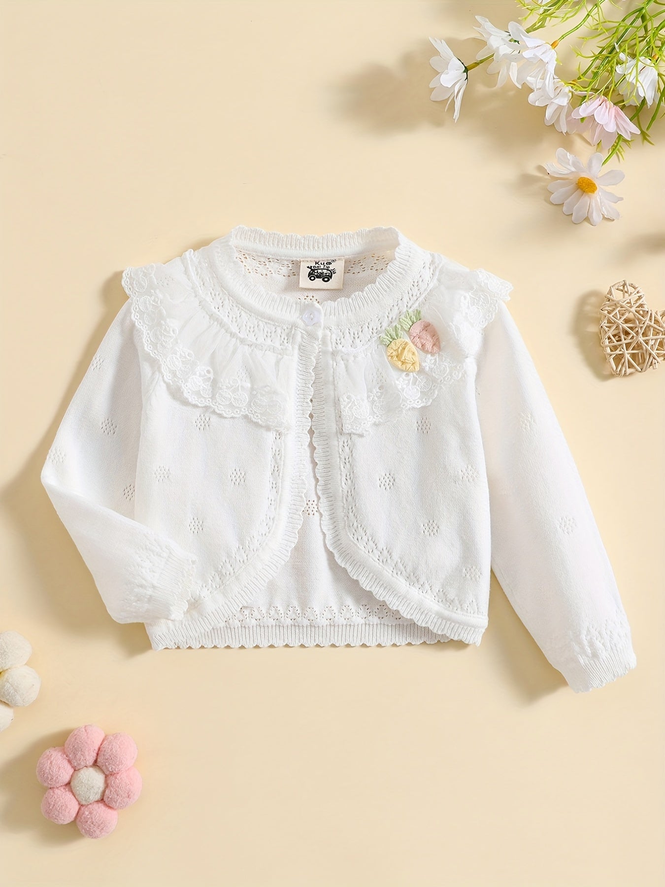 Girls Cartoon Graphic Sweater Coat Long Sleeve Knitted Top