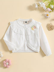 Girls Cartoon Graphic Sweater Coat Long Sleeve Knitted Top