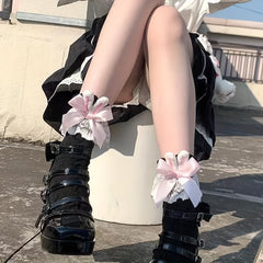 Lace Stitching Bow Socks Bunny Ear Decor Women's Stockings