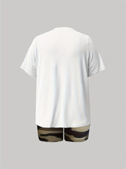  Cartoon Bear & Letter Tee & Shorts Set