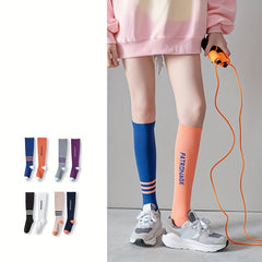 4 Pairs Letter Print Calf Socks Compression Knee High Socks Women's Stockings