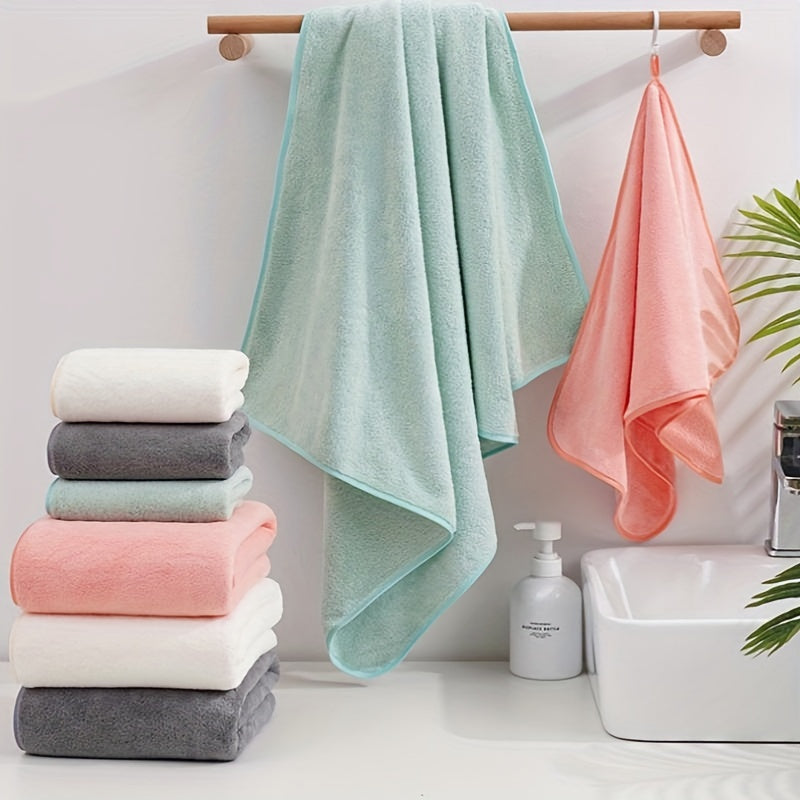 3pcs Solid Towel Set Soft Hand Bath Towel Quick Drying Absorbent Towels