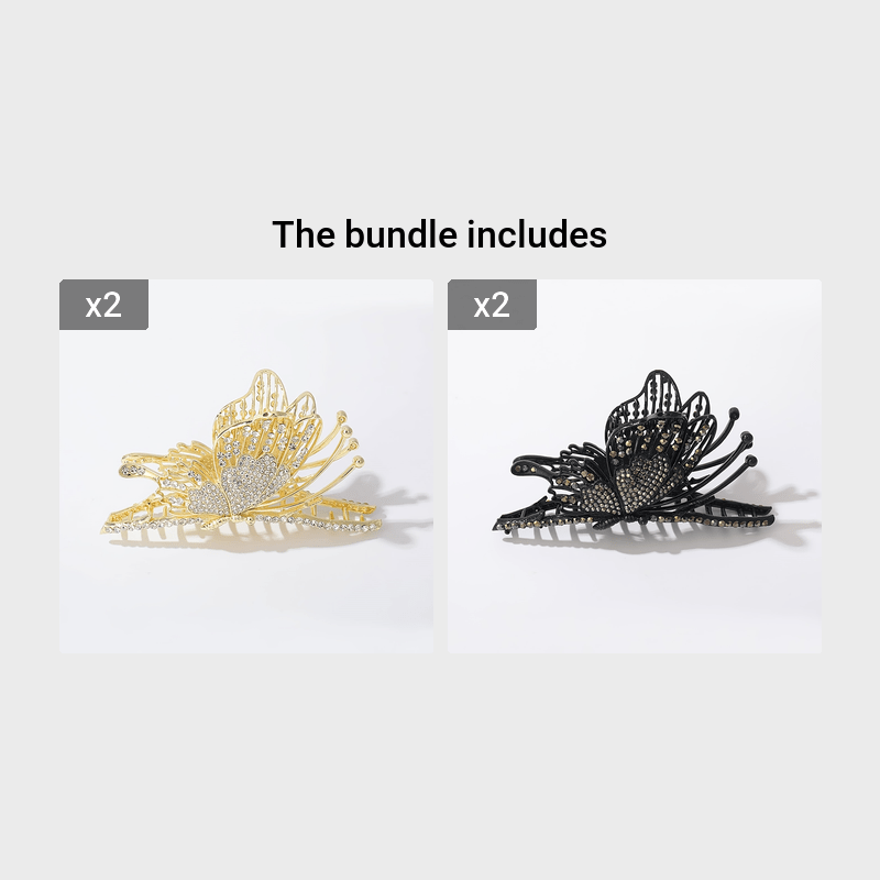Rhinestone Butterfly Hair Claw Clips Large Non Slip Strong Metal Hair Clips