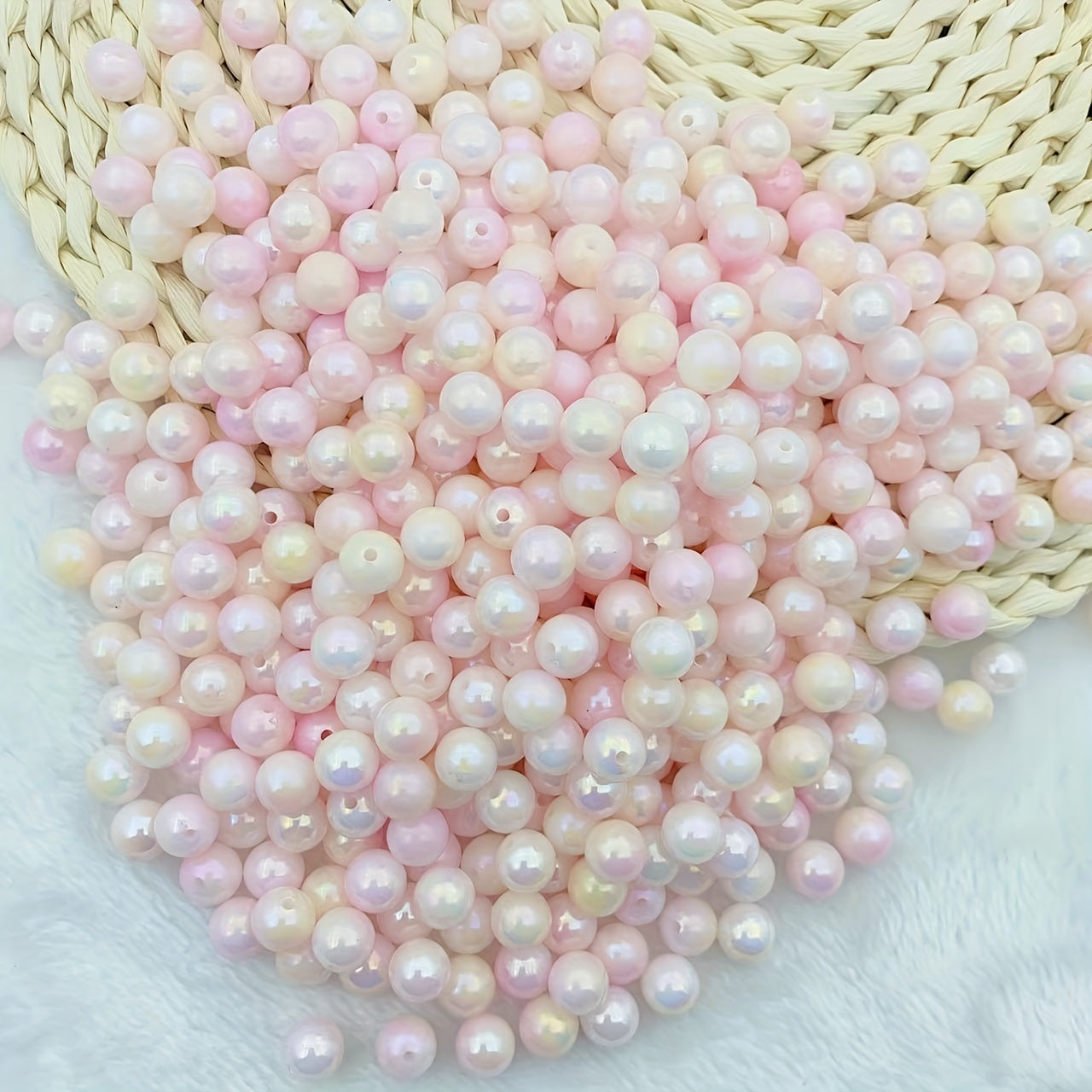 30PCS 10MM Pink Gradient Acrylic Round Beads DIY Jewelry Making Crafts