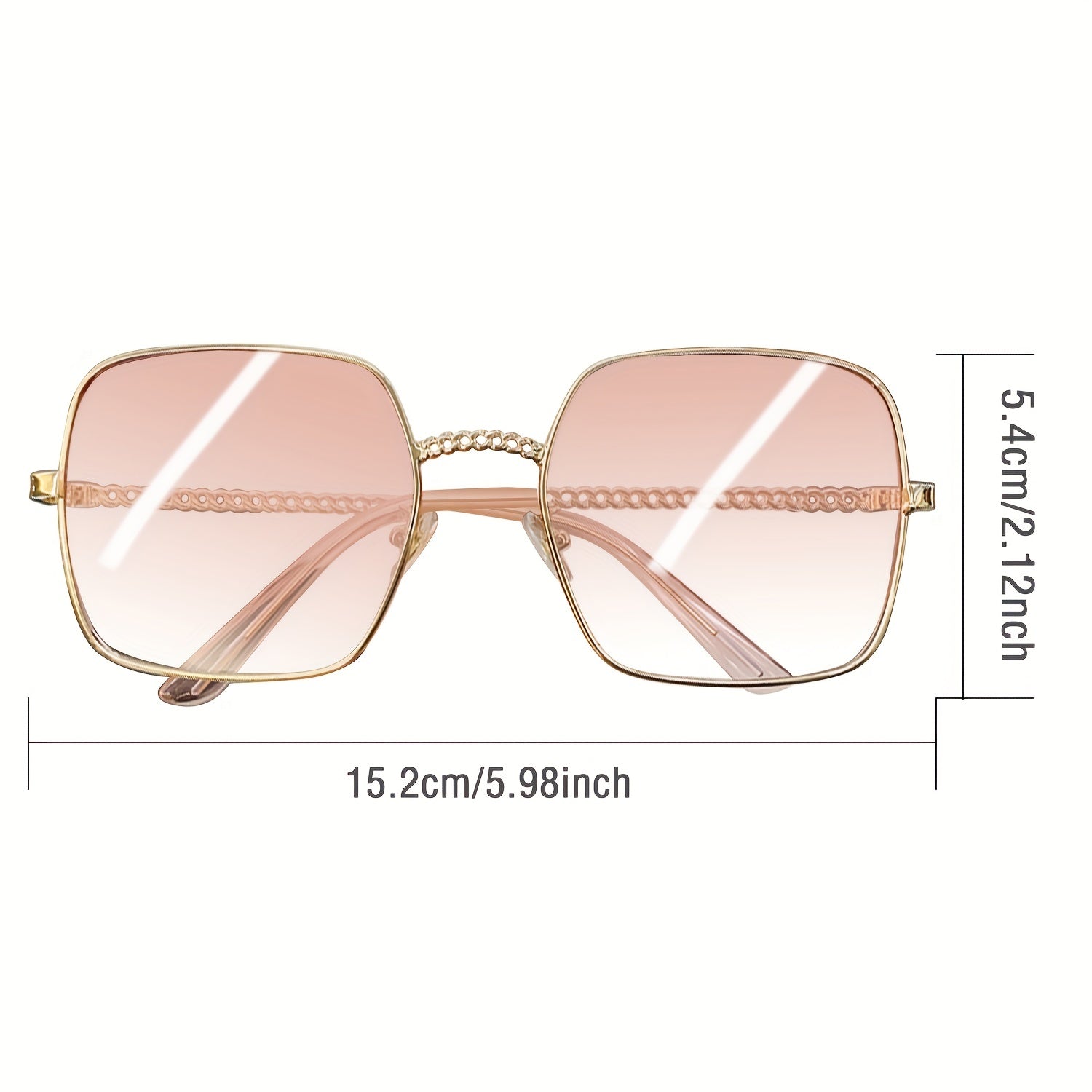 Square Metal Sunglasses Casual Chain Charm Gradient Glasses UV400