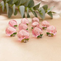 10pcs Pink Transparent Peach Pendants for DIY Earrings Necklaces Sweater Chains