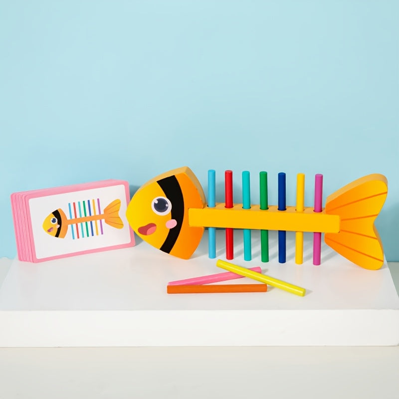 Wooden Fishbone Sorting Game Toy for Kids - Educational Puzzle