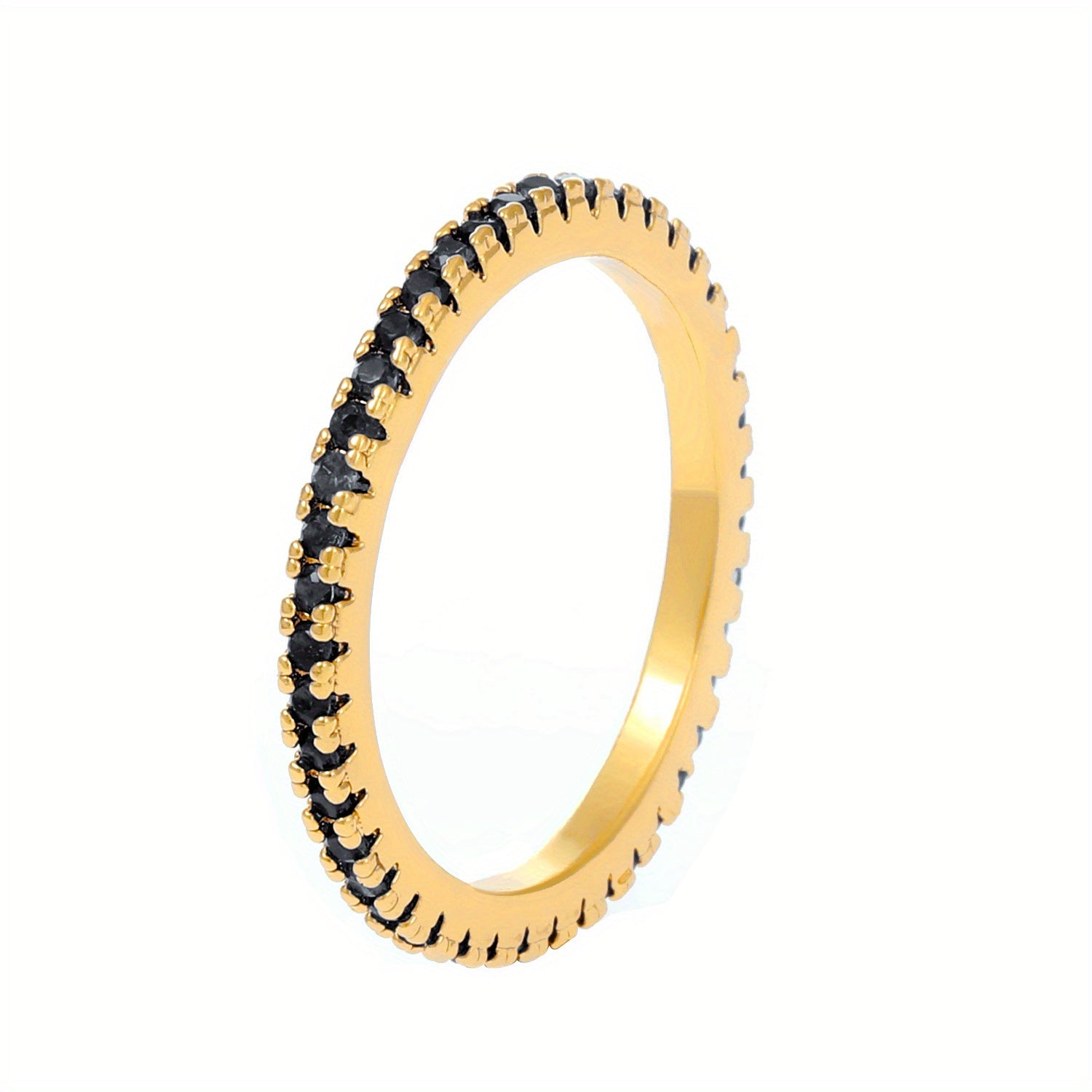 14k Plated Ring with Rhinestone Round Inlay, Perfect Gift for Friends