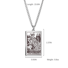 Vintage Tarot 20 Main Cards Steel Necklace Men's Stainless Steel