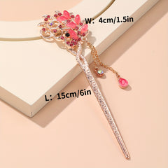 Rhinestone Flower Hairpin Hair Stick Ponytail Holder Hair Accessories