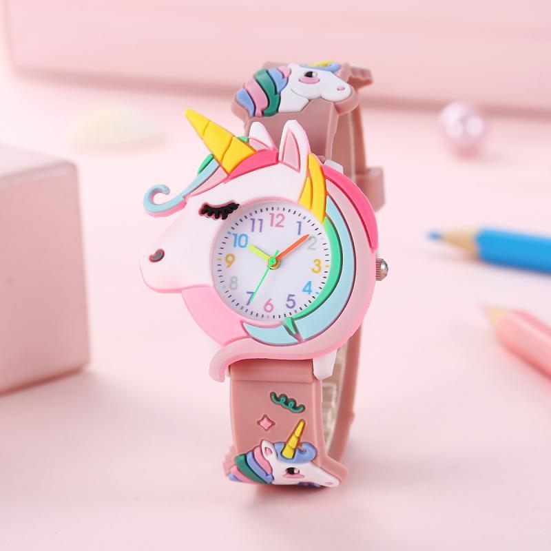 Pastel Rainbow Unicorn Watch for Girls, Silicone Strap, Analog, Quartz
