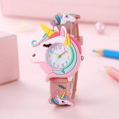 Pastel Rainbow Unicorn Watch for Girls, Silicone Strap, Analog, Quartz