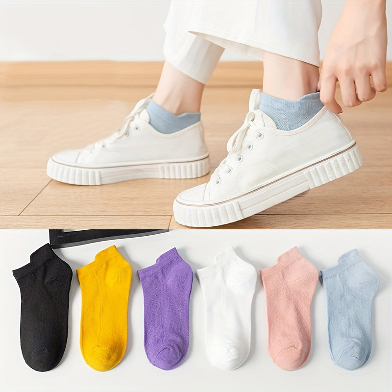 6 Pairs Solid Sports Socks Low Cut Soft Lightweight Women's Stockings